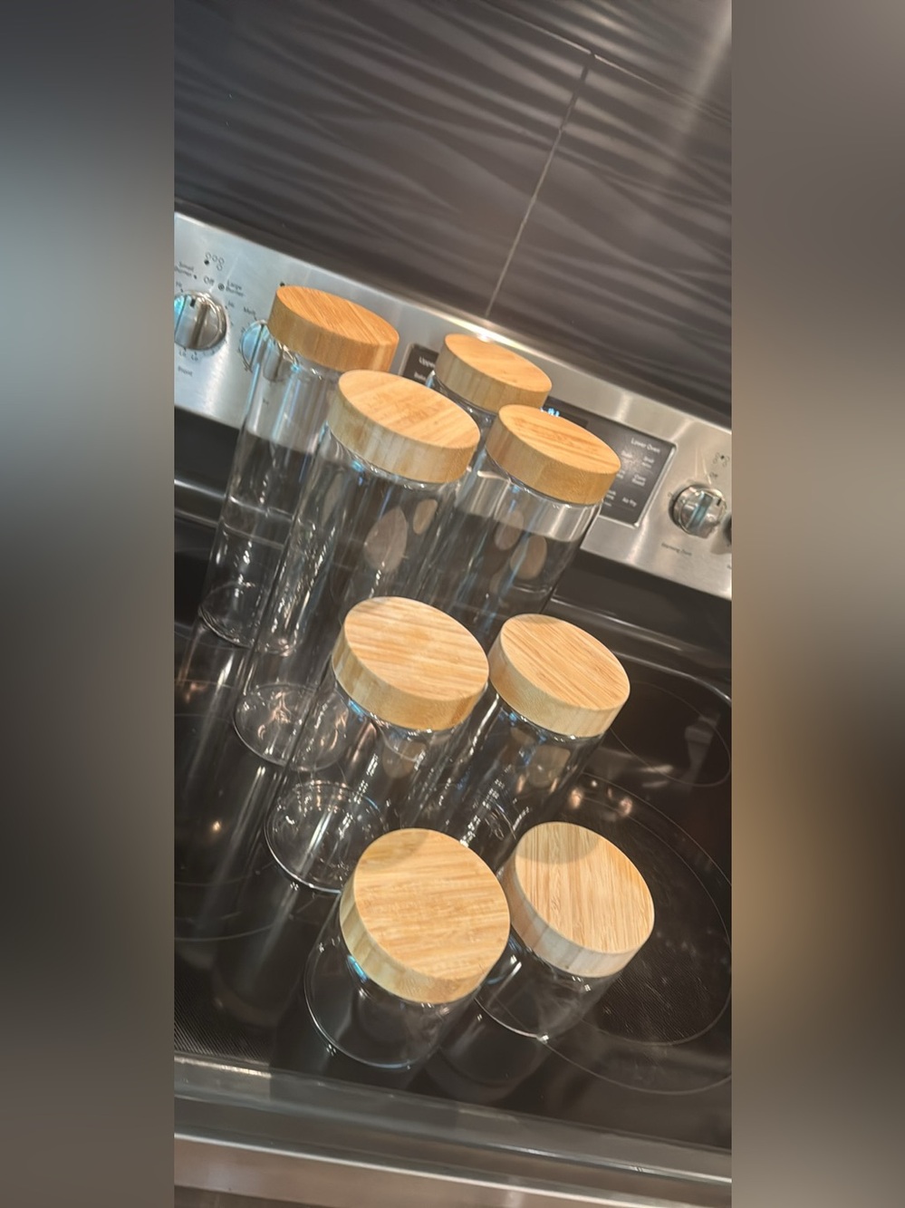 Glass Pantry Canister Set with Bamboo Lids - Natural